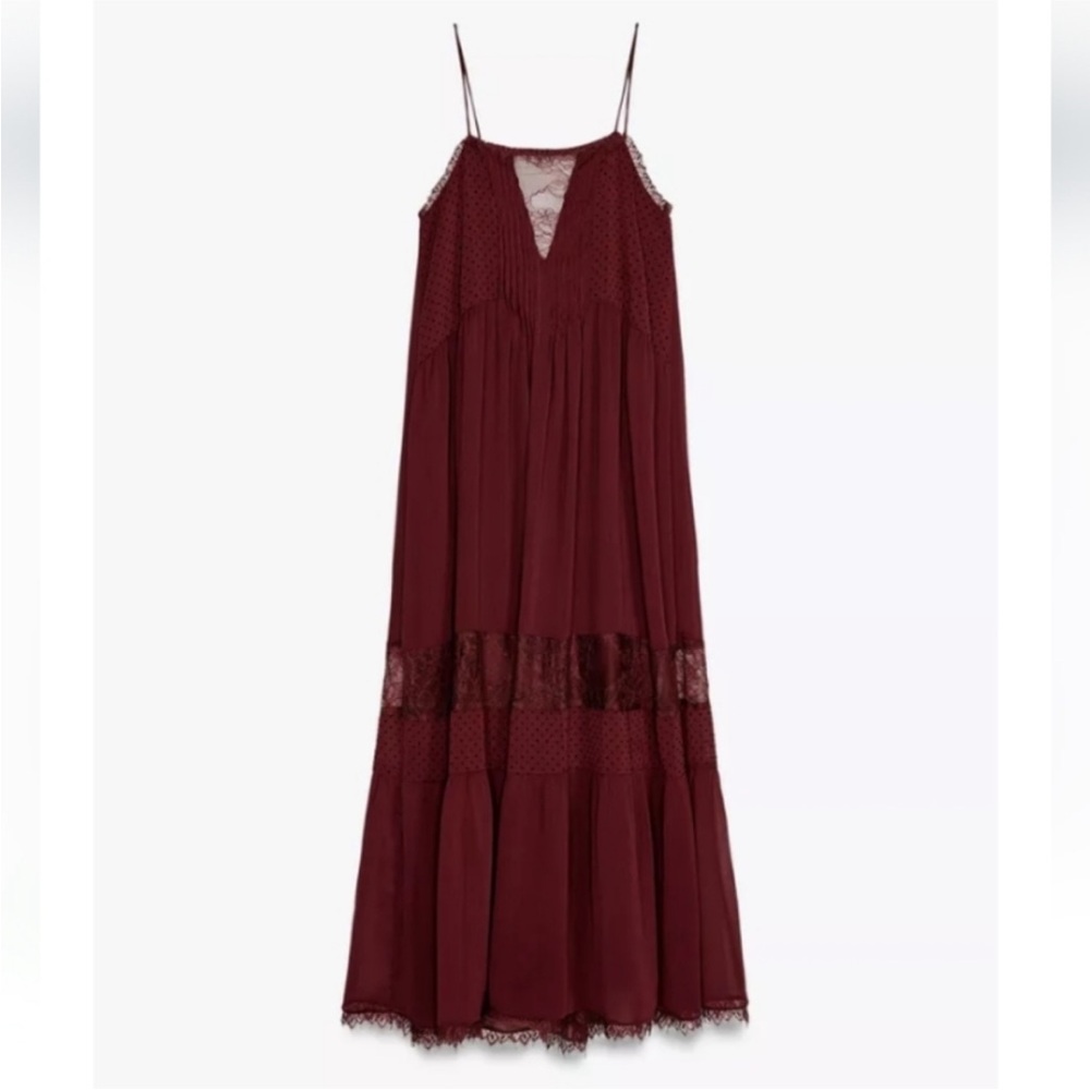 Zara limited edition Burgundy Lace Maxi Dress